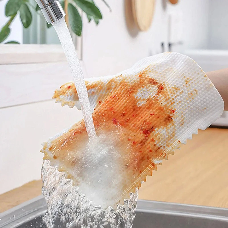Lazy Cleaning Rag Gloves Household Dust Removal Disposable Non-woven Fabric Scouring Tools Wet And Dual-use Cloth Gloves
