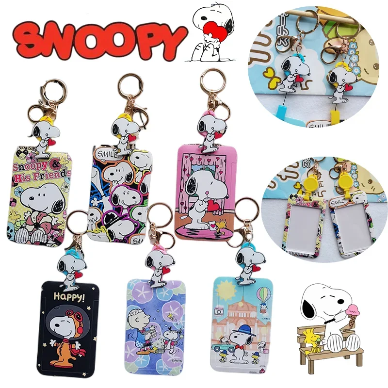 

Kawaii Snoopy Cartoon Card Holders Women Men Credit Card Holder Bank ID Holders Badge Kid Student Supplies Bus Card Cover Case
