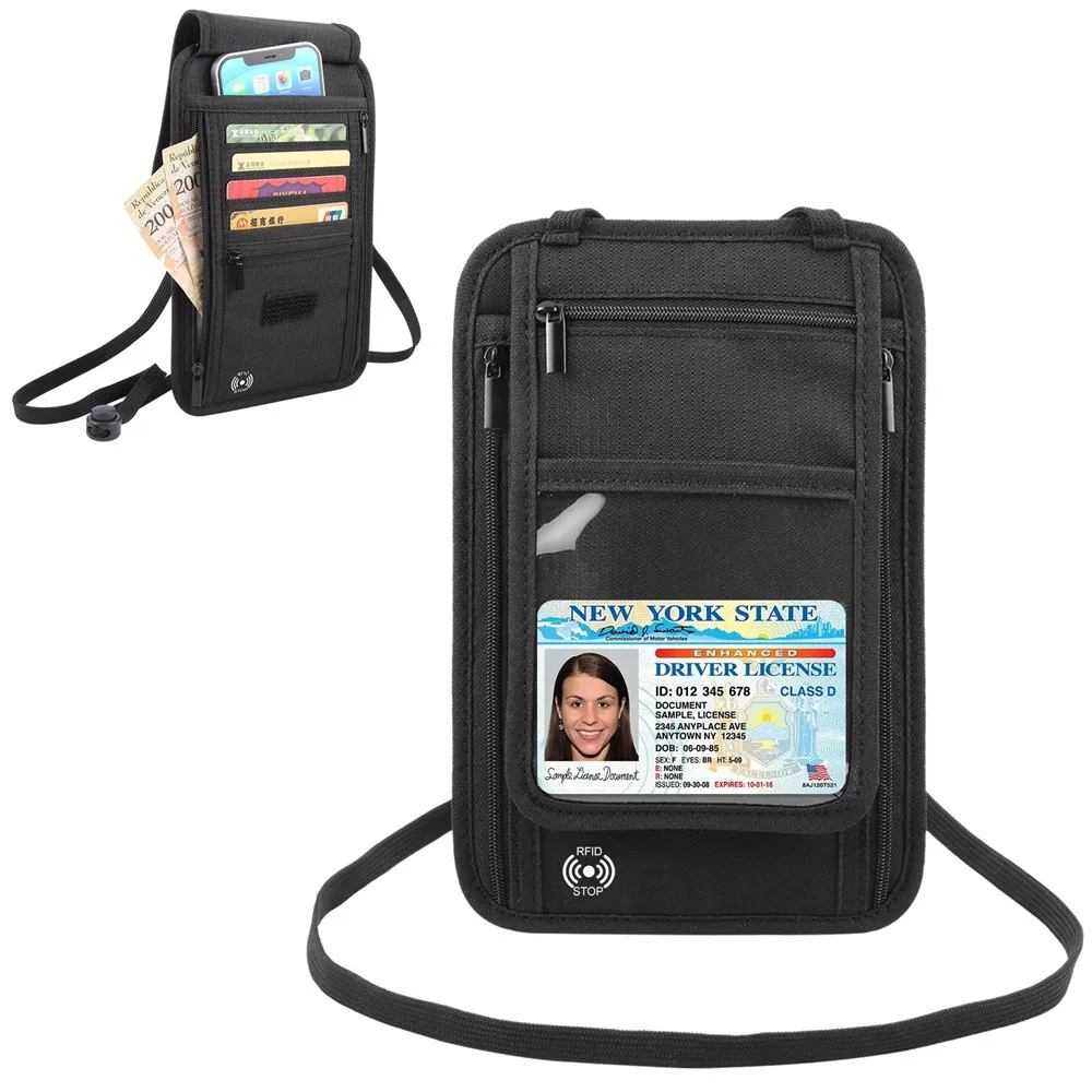 

Waterproof Travel Passport Holder Bags Anti-theft Document Storage Bags RFID ID Credit Card Organizer Neck Cell phone Pouch