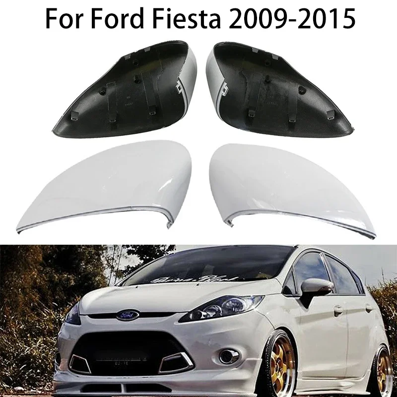 

For Ford Fiesta 2009-2015 Car Rear View Side Mirror Cover Cap Side Mirror Cover Trim Cap Shell Case White Replacement