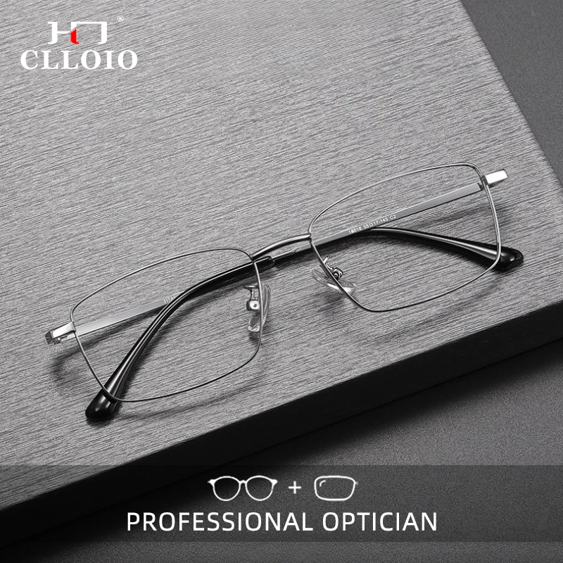 

CLLOIO Business Titanium Rectangle Versatile Reading Glasses Blue Light Blocking Myopia Glasses Progressive Prescription Eyewear
