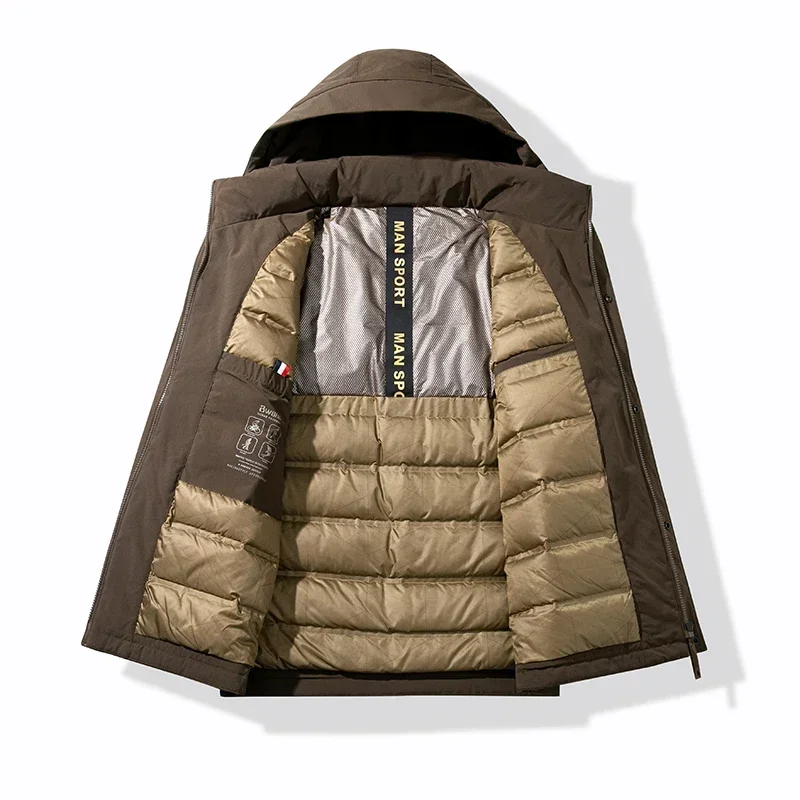 Heren Donsjack Met Capuchon Winter Nieuwe Witte Eendendons Eenvoudige Jack Parka Veelzijdige Warme Jas Nieuwe Kleding