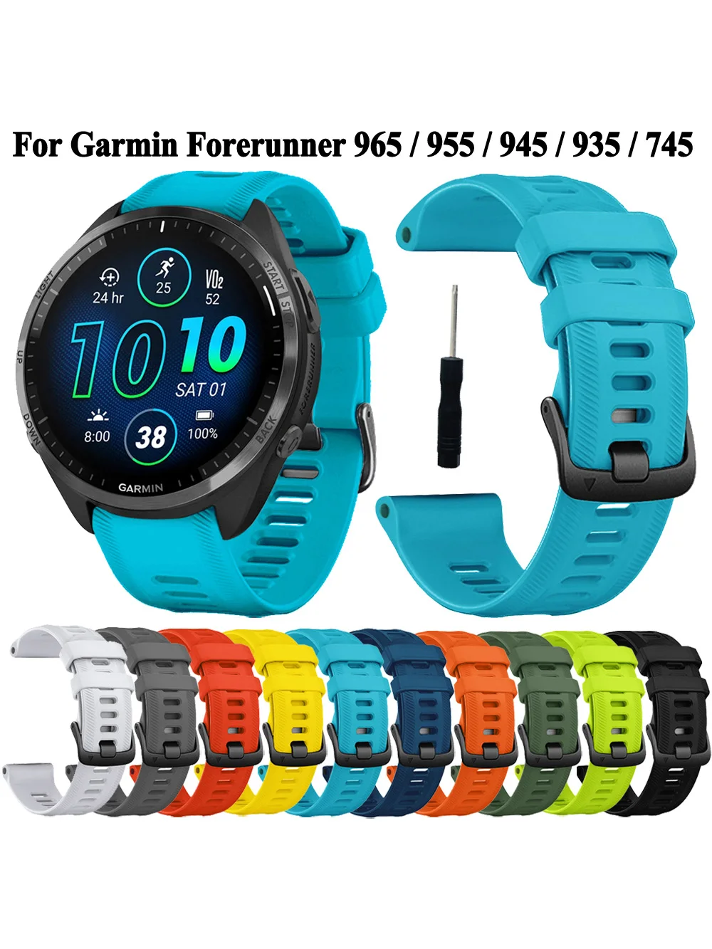 Sport-Silikonarmband für Garmin Forerunner 965 955 Solar 970 945 935 745 Uhrenarmband 22 mm Ersatzarmband