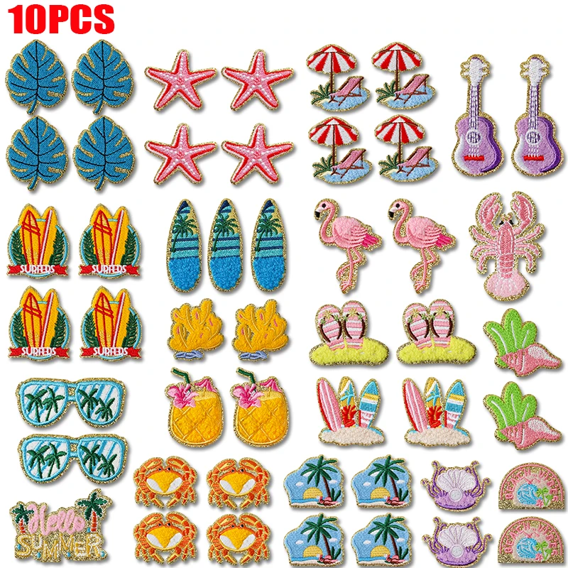 Summer Clothing Pictures - 10PCS Summer Beach Surfing Embroidered DIY