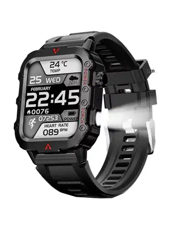 LAXASFIT New Men's Smart Watch LED Flashlight Outdoor Sports Smart Watch Wristwatch Health Monitoring Smart Watch