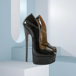 Black Platform Peep Toe Pumps Stiletto Heels British Style Casual Party New Fashion Spring Women Shoes 2024 Zapatos Para Mujere