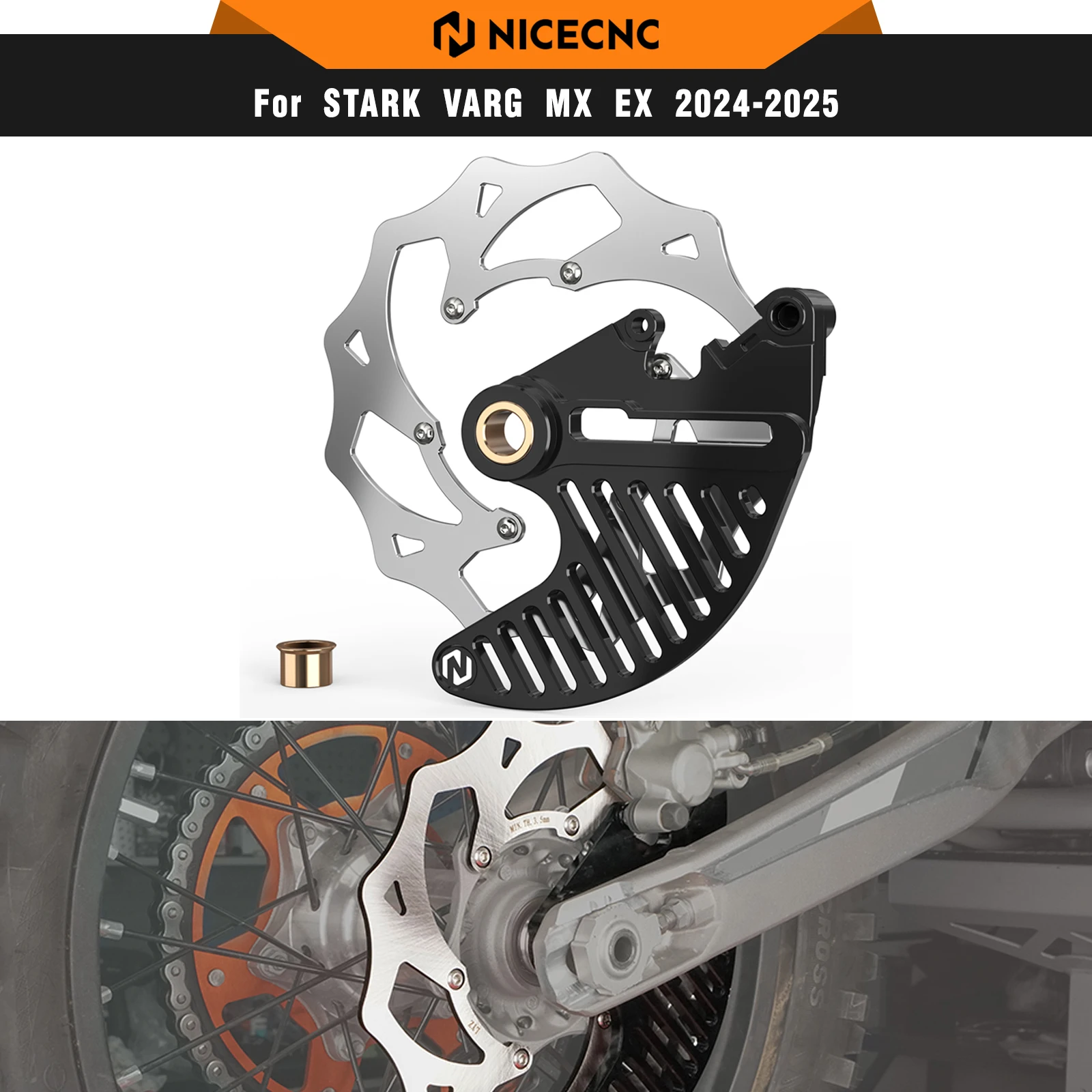 

NICECNC For STARK VARG MX/EX Electric Dirt Bike 2024 2025 240mm Flame Oversize Rear Brake Disc Rotor & Rear Brake Disc Guard
