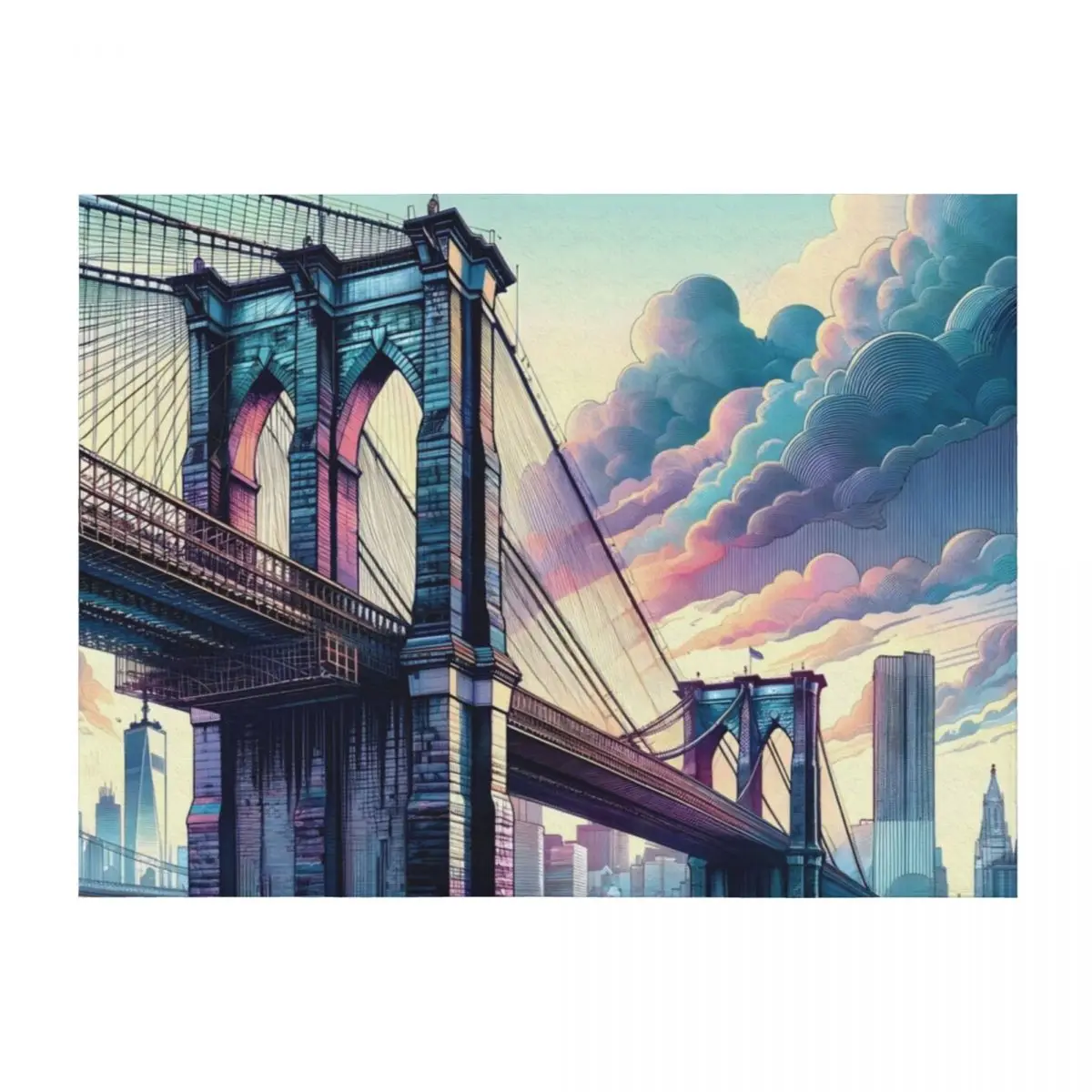 

Gateway to the City Throw Blanket For Decorative Sofa Soft Sofa Throw Retros Blankets