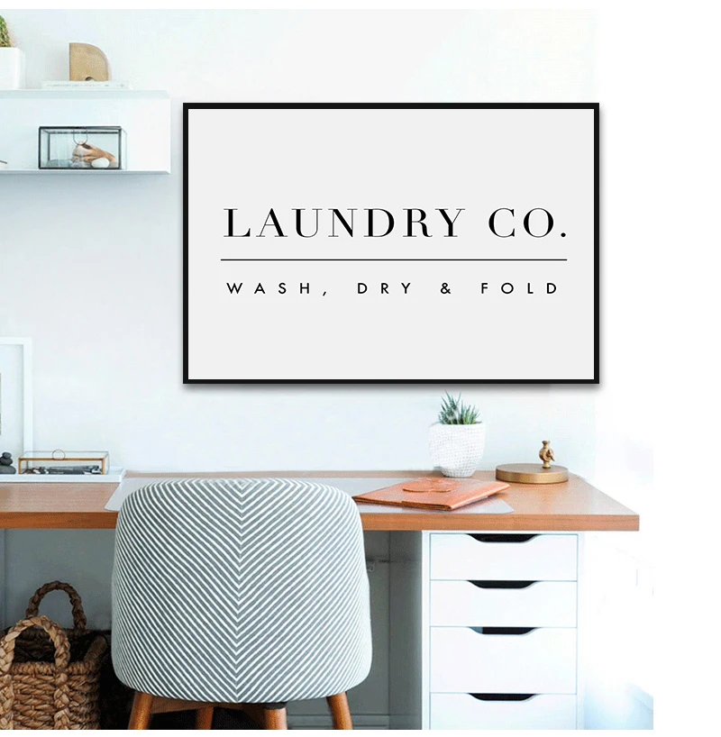Laundry Wall Art Decor Laundry Sign Print Wash Dry Fold Laundry Guide Poster Art Canvas Painting Picture Home Wall Decoration