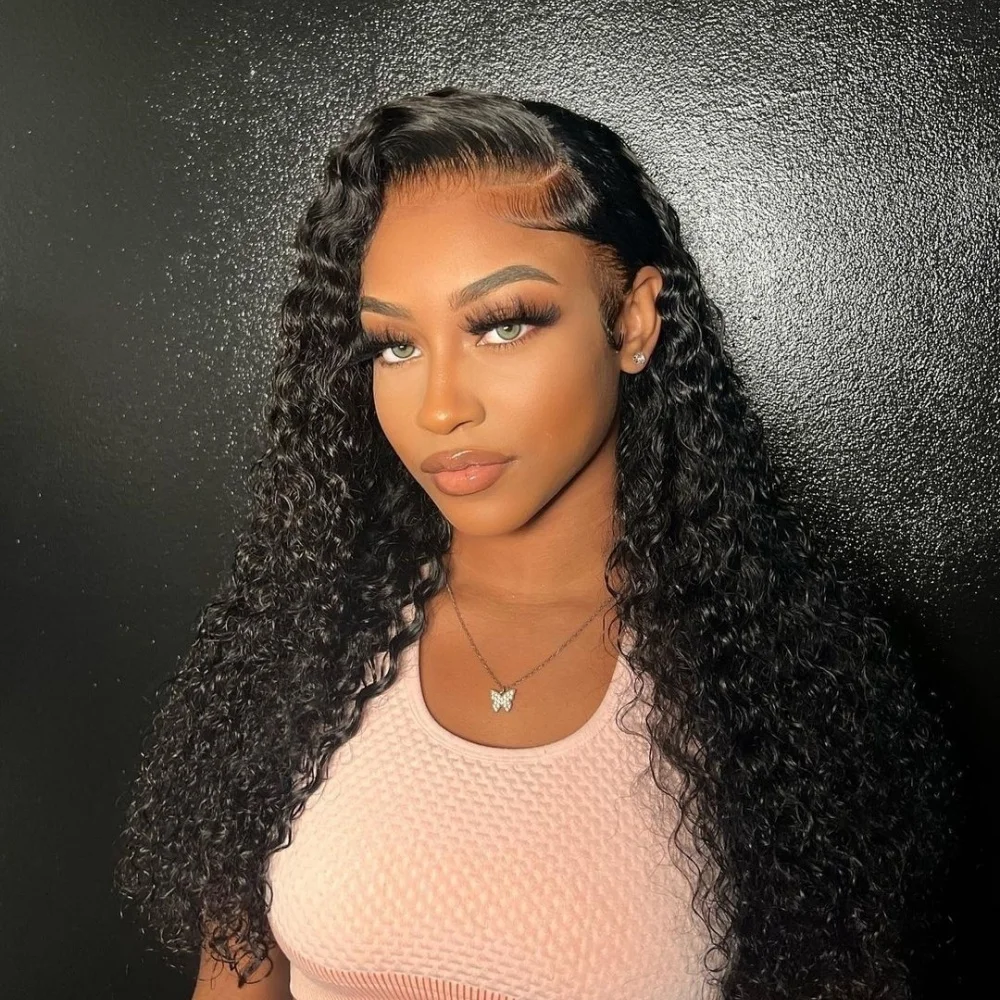 5x5 موجة عميقة شفافة اللون الطبيعي الدانتيل الجبهة الباروكات شعر الإنسان غلويليس 220 الكثافة قبل Plcked شعر مستعار أمامي وضع والذهاب 1B