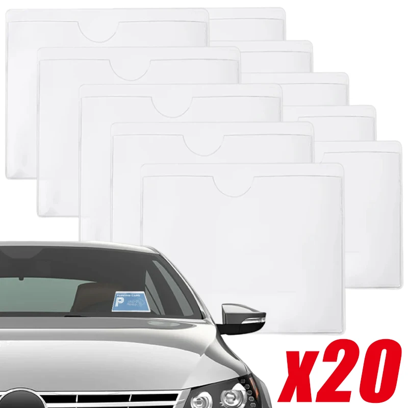 Transparent Windshield Parking Permit Card Bag Plastic Card Cover Pocket Self-adhesive Clear Label Bag Bill Storage Card Holder