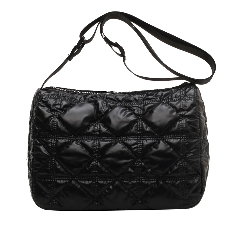 Vento Marea-Sac à main rembourré Space pour femme, sac à bandoulière chaud, sac à main à rabat noir, coton, nylon, initié, designer, hiver, nouveau,