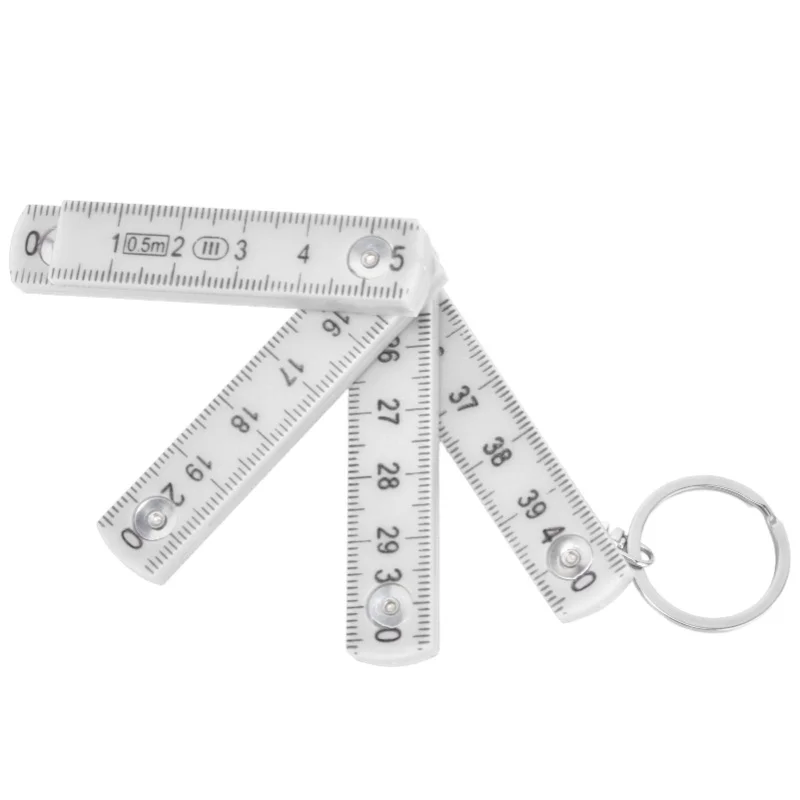 2Pcs ABS Folding Ruler Portable 0.5m Foldable Ruler With Key Ring For Carpentry Laying Tiles White/Red/Green/Blue/Yellow