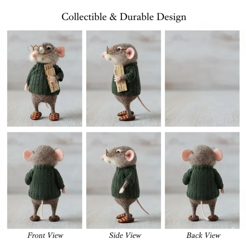 

Christmas Felt Mouse Handmade Wool Christmas Needle Felt Doll Winter Mouse Craft Decoration Cute Handmade Holiday Ornament Gift