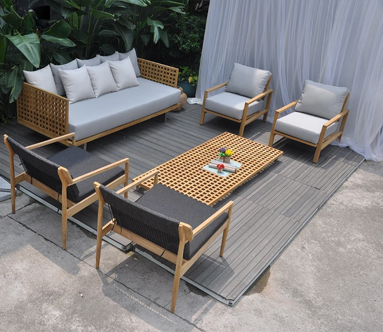 

Living Room Leisure Sofa Patio Poolside Beach Teak Wood Outdoor Furniture Garden Chairs