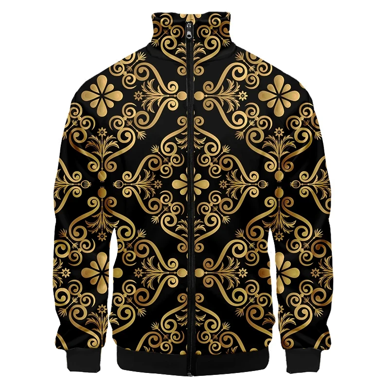 New Luxury Golden Pattern MenWomen's Jacket Bomber Men's Jacket Women Pockets Zipper Long Sleeve Coat Top Spring Clothes Jackets