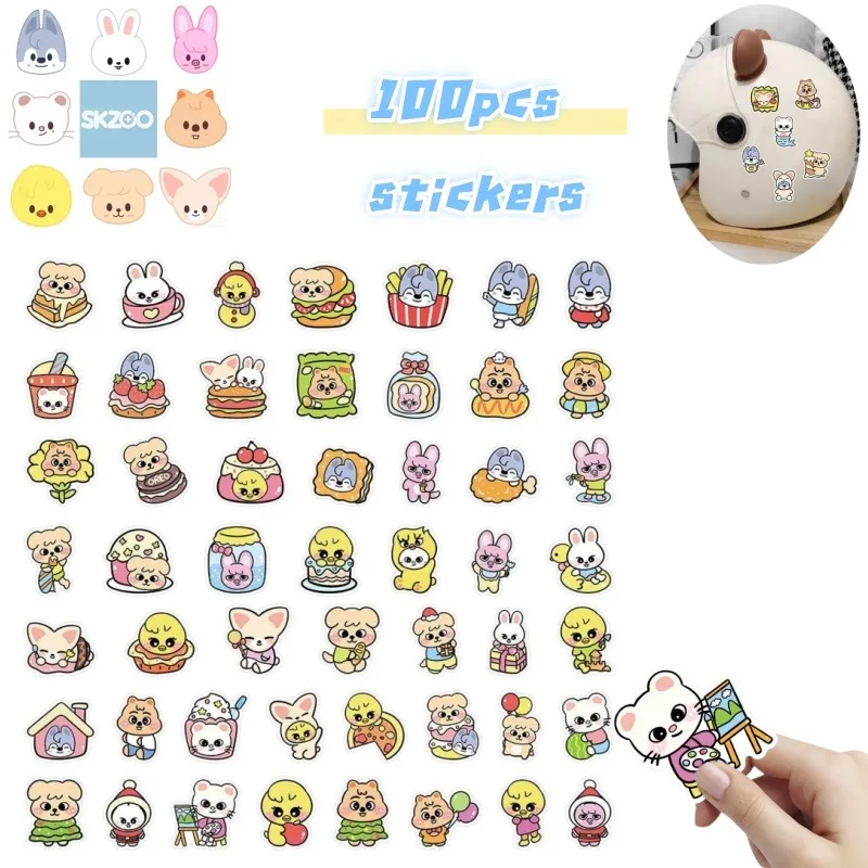 

New 100Pcs SKZoo Anime Cartoon Cute Male and Female Fashion Handbooks Diary Notebook Waterproof DIY Desktop Stickers Stickers