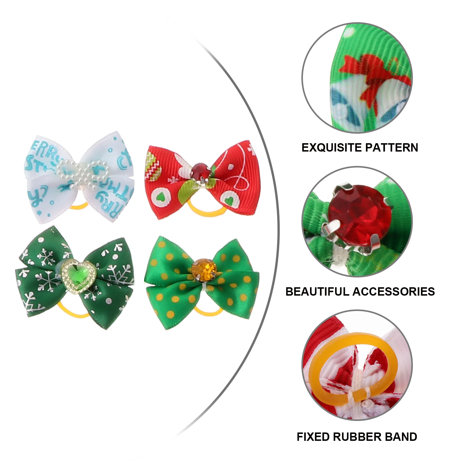 

50 Pcs Headgear Pet Christmas Flower Puppy Dog Hair Bows Knot Cloth Girl Accessories