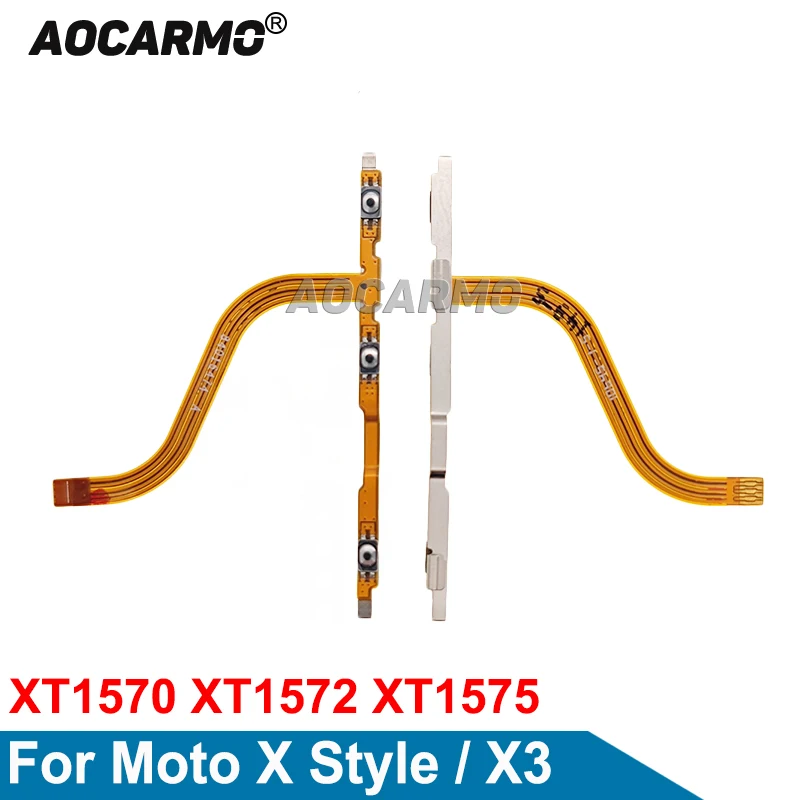 Aocarmo For Motorola Moto X3 X Style XT1570 XT1572 XT1575 Power On/Off Volume Up/Down Button Flex Cable Replacement Parts