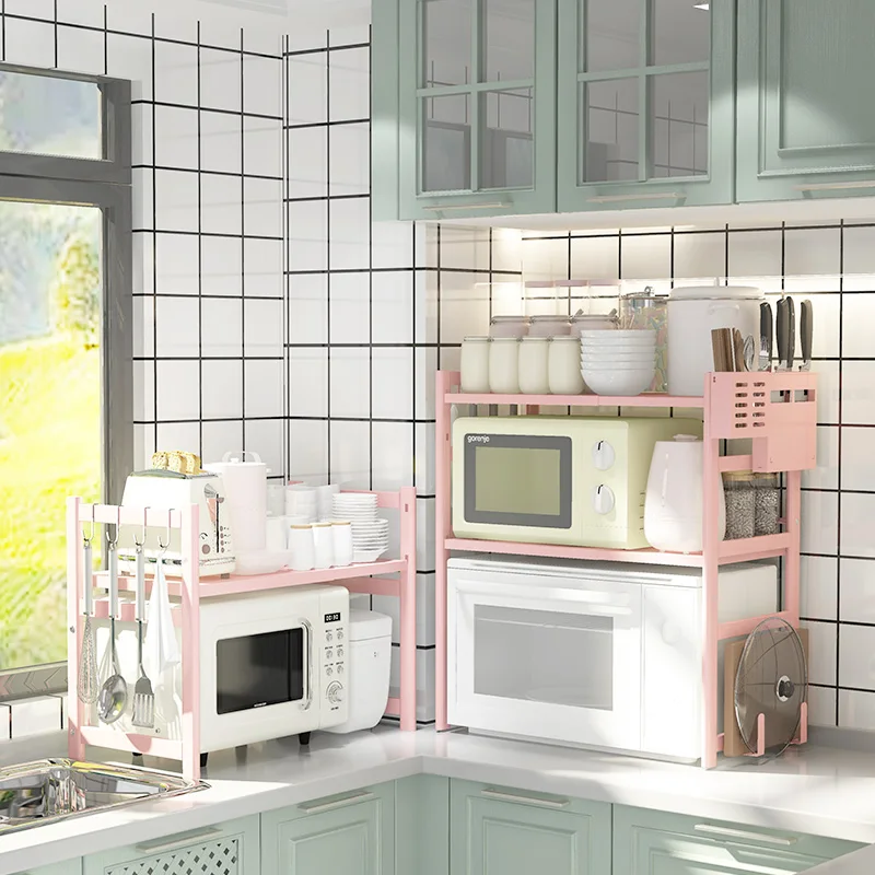 

Expandable Microwave Shelf, Countertop Grill Rack, Multifunctional Rice Cooker Organizer, Space Saving Kitchen Storage