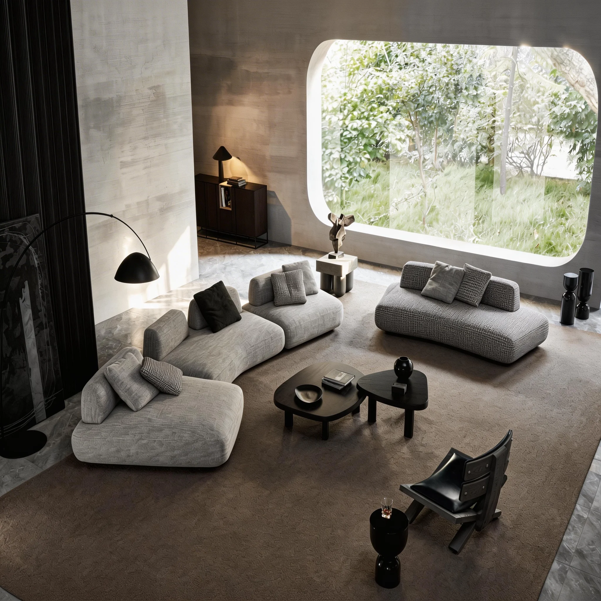 Italian Minimalist Luxury Velvet Extendable Tufted Modular Sofa Set Corner Curved Apartment/Living Room Large Villa Modern