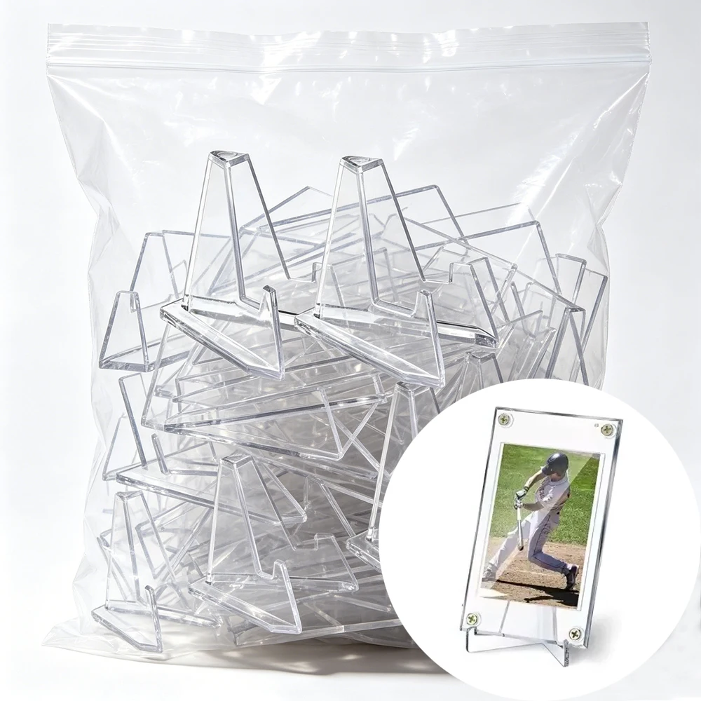 Clear Acrylic Coin Display Stand Holders Small Easel Rack Trading Card Holder Support for Kpop Idol Card Organizer