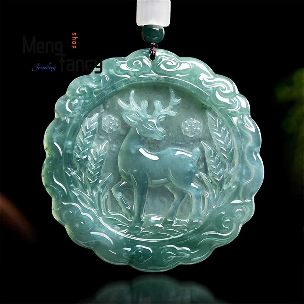

Натуральный нефритовый кулон класса А с изображением оленя Сика "Снежное благословение изобильного года" – этническое модное ювелирное украшение для пар