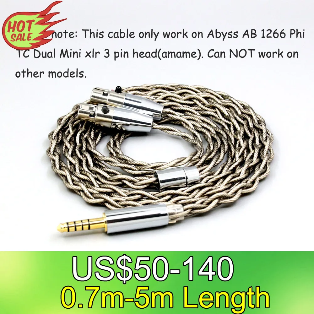 

99% Pure Silver + Graphene Plated Shield Earphone Cable For Abyss AB 1266 Phi TC Dual Mini xlr 3 pin head(amame) LN008687