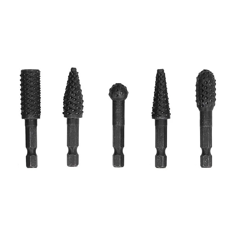 

5Pcs Combination Wolf Tooth Rotary File Woodworking Grinding Rotary File for Power Carving and Grinding Wood Bits