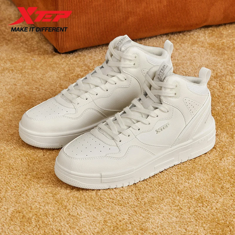 รองเท้าผ้าฝ้าย Xtep สำหรับผู้หญิง กันน้ำ พื้นรองเท้ายืดหยุ่น ยาง ทนทาน สไตล์มินิมอล รองเท้ากลางข้อ แฟชั่น รองเท้าสำหรับกิจกรรมกลางแจ้ง 877418370014