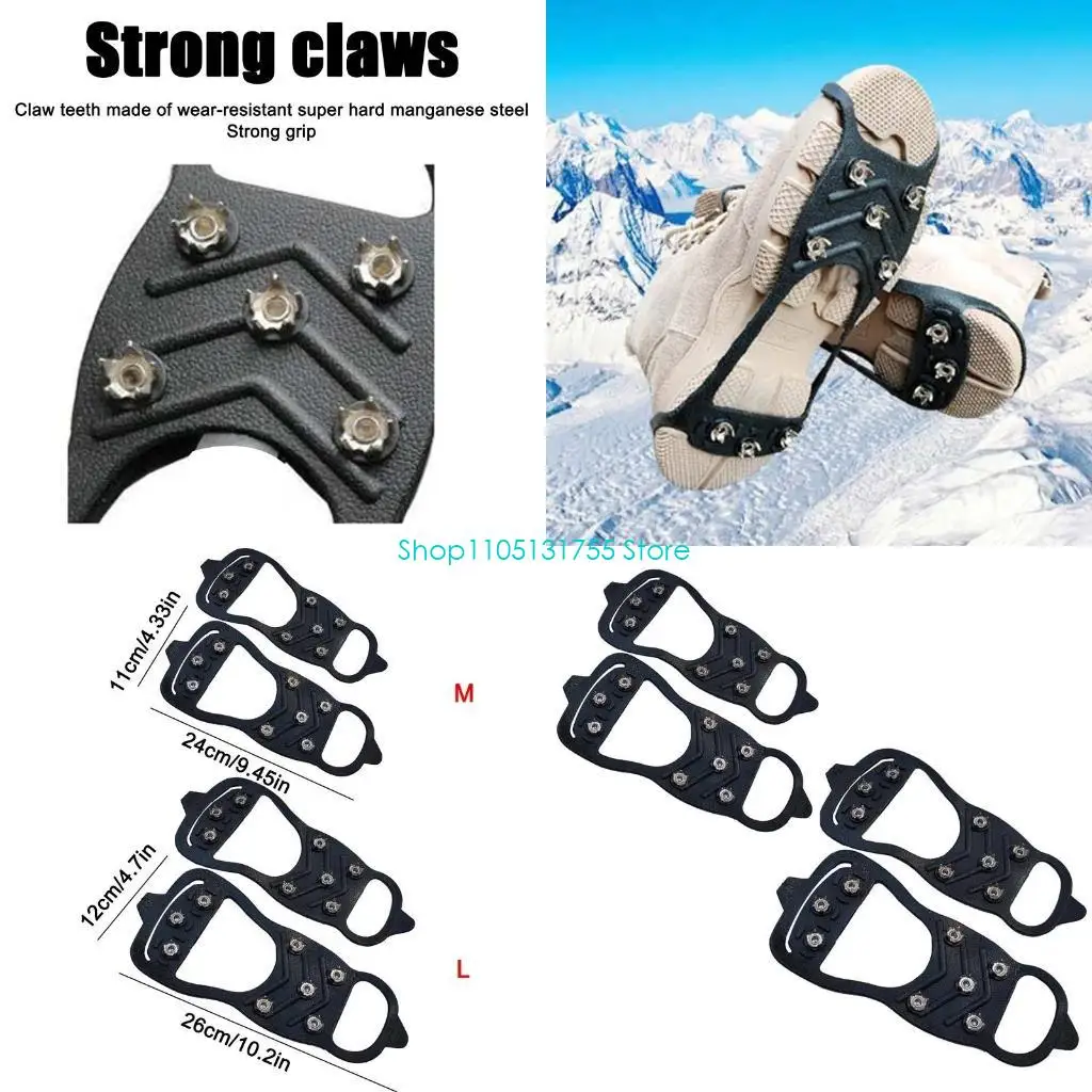 

K0EF Footwear Over Shoes Covers Crampon Anti-Skid Ice Gripper Cleats​ Spikes