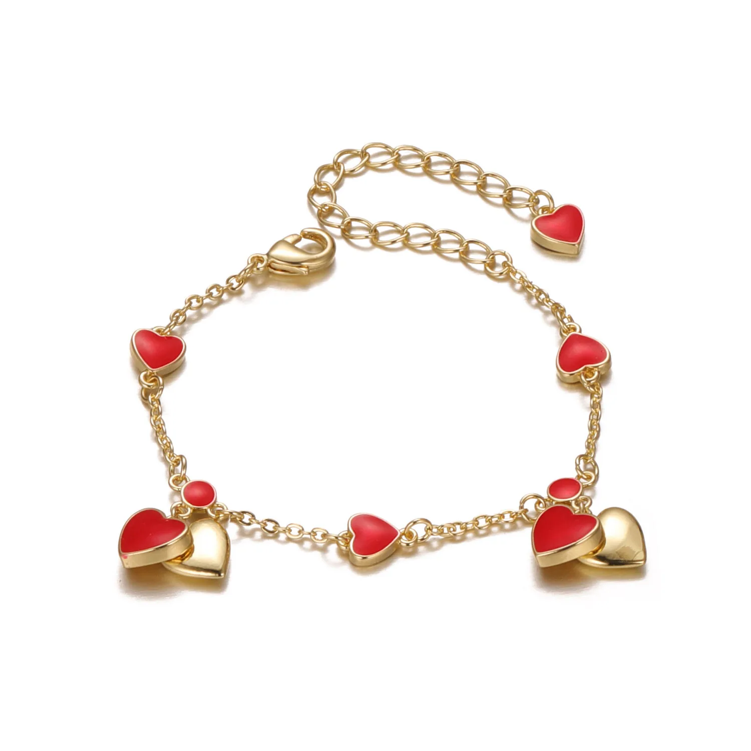 Pulsera de corazón, pulseras con dijes de cadena para niños, niñas, niños pequeños, uso diario, regalo de fiesta de cumpleaños