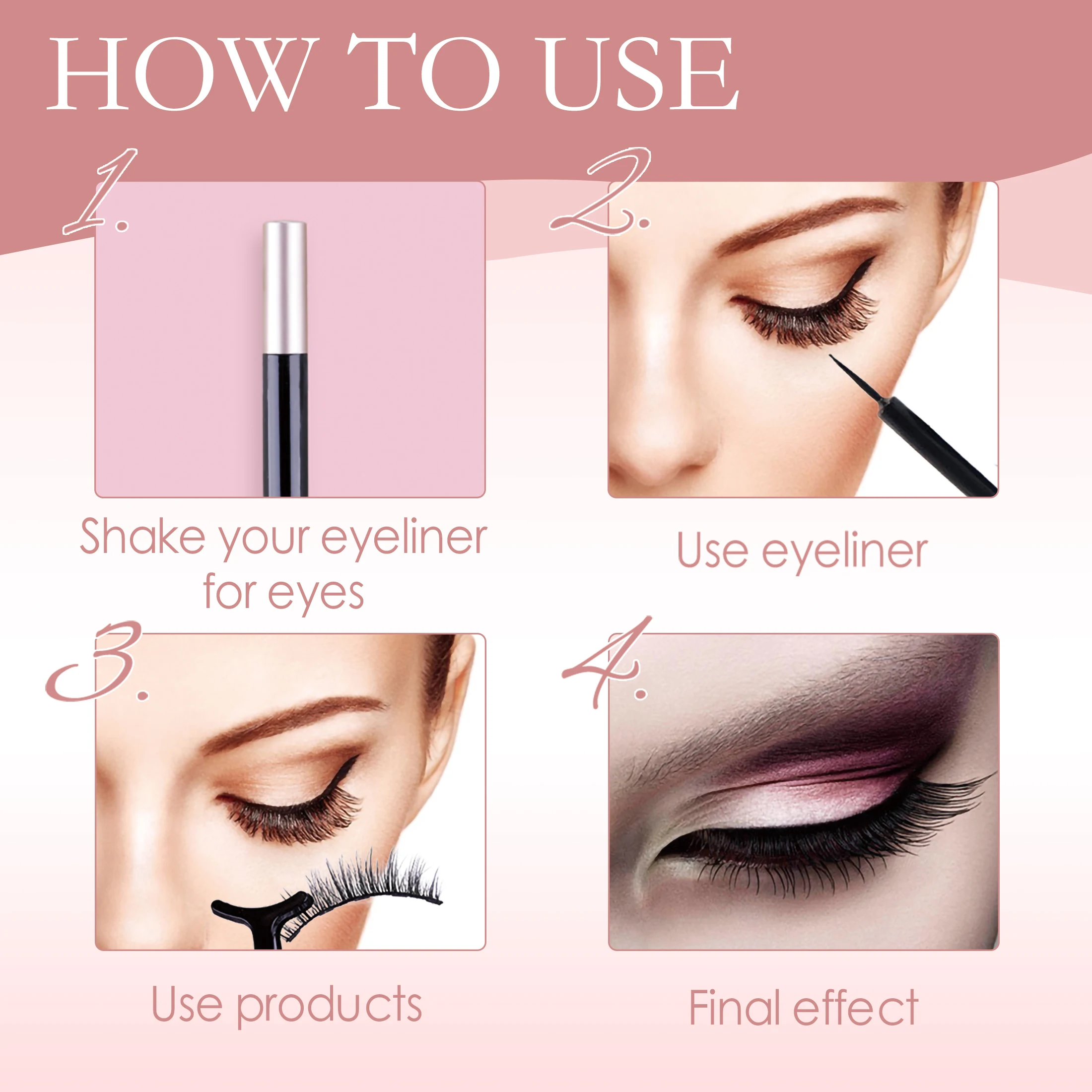 5 Reihen, 10 Paar magnetische falsche Wimpern, natürlich dick, gekräuselt, schwarz, mit magnetischem Eyeliner, 10–15 mm falsche Wimpern