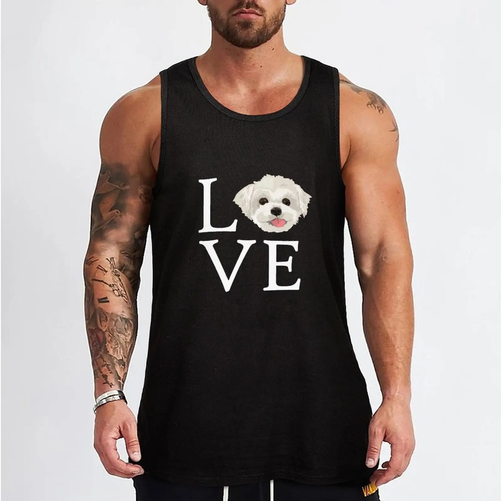 I Love Maltese Dog Lover Cute Doggie Face Tank Top sports clothes for men Men's clothing Men's clothes luxury style gym for men