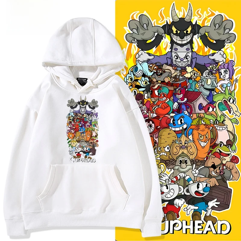 

Летняя хлопковая толстовка с коротким рукавом для пар, коллаборация с Tea Cup Head Game, свободный крой, молодежная модная толстовка, повседневная одежда