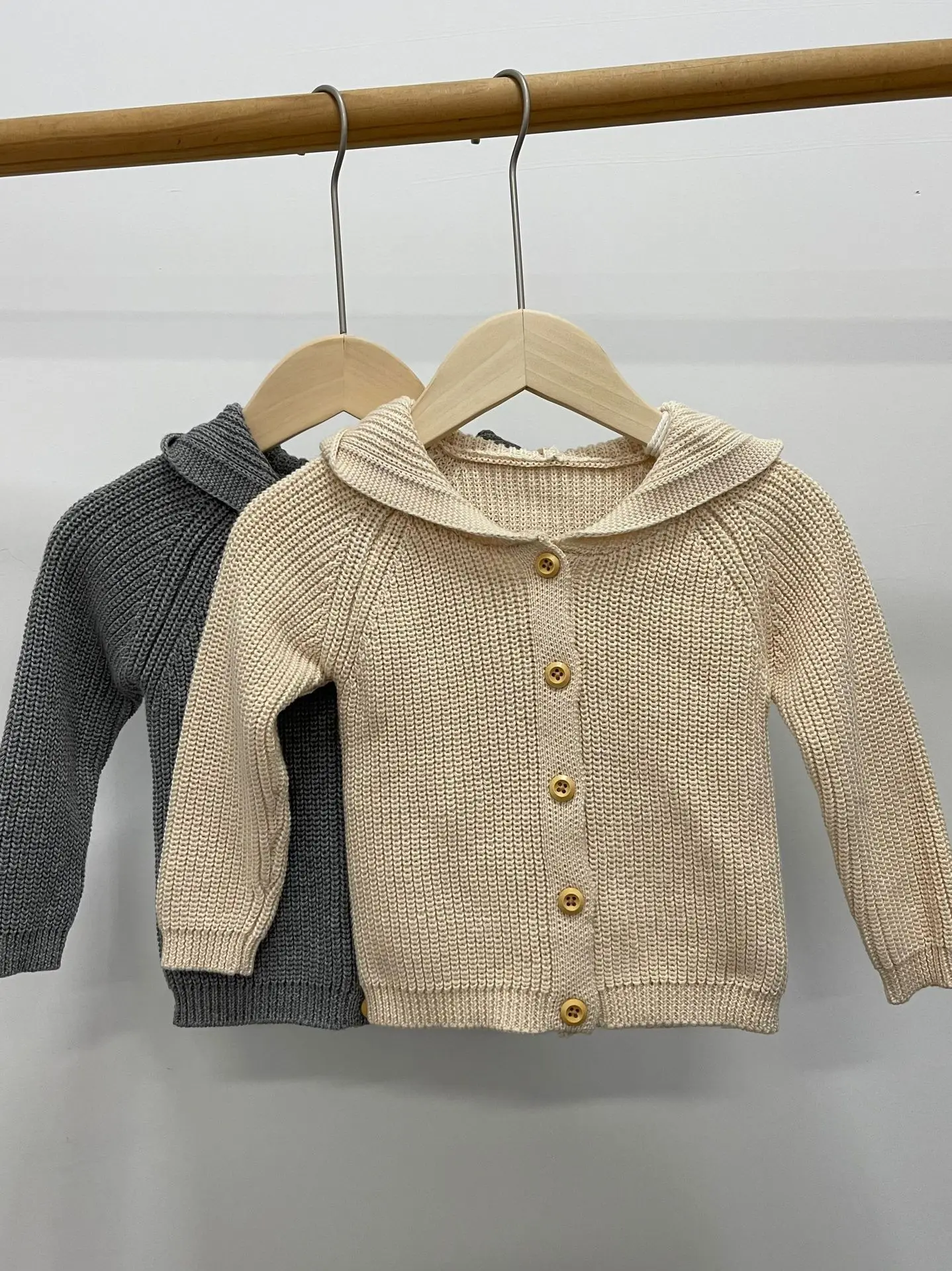 

2025 Autumn New Baby Long Sleeve Knitted Hoodie Infant Girl Hooded Coat Toddler Boy Single Breasted Jacket Kids Sweater Cardigan