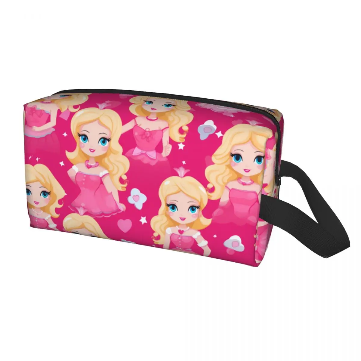 Custom Fashion Barbies Doll Seamless Travel Toiletry Bag for Women Makeup Cosmetic Organizer Beauty Storage Dopp Kit