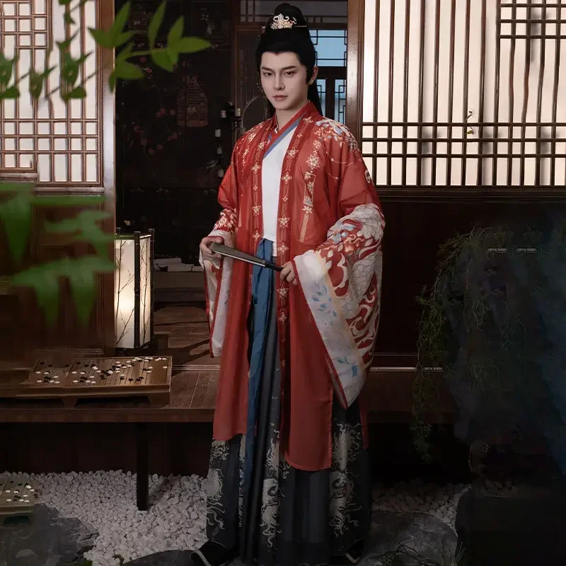 Hanfu Youlong Zeling Wei y Jin, traje de actuación de estilo chino con cuello cruzado, estampado hasta la cintura, Original