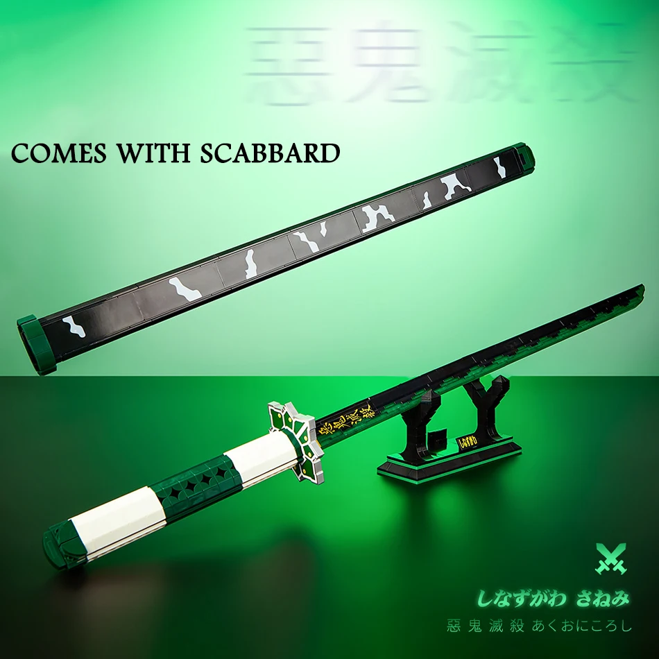 MOC Bricks Anime Shinazugawa Sanemi Nichirin Sword Building Blocks Japan Slayer Katana Blade Weapon Collection Toy for Kids Gift - Image 3