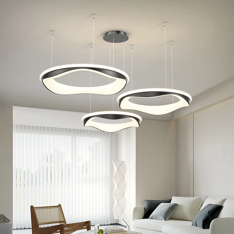 

New Living Room Minimalist Art Ceiling Lamp White Black Ceiling Pendant Lamp High-end Bedroom Home Indoor Lighting Fixtures Lamp