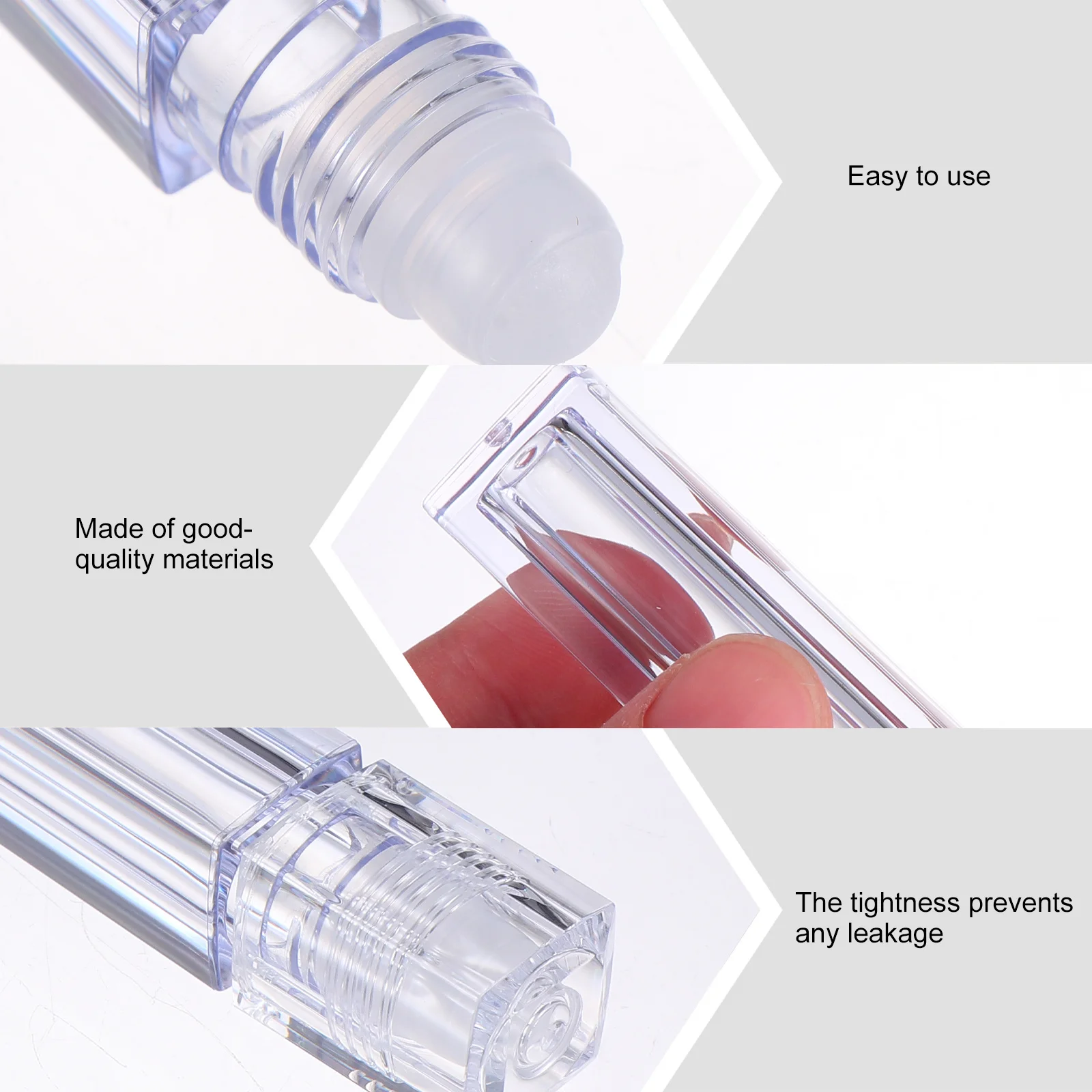 10 pz Bottiglia di Olio per labbra Bottiglie di Rullo di Plastica Quadrate Contenitore di Olio Essenziale Riutilizzabile A Prova di Perdite Formato di Viaggio Per Il Profumo Yoga