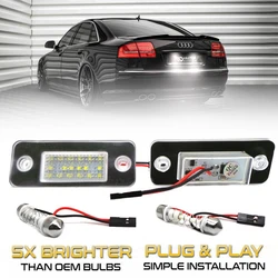 2Pcs For Audi A8 D3 S8 Quattro 4E 2002-2010 Car Rear White LED License Plate Light Number Lamps OEM # 4E0943021,4E0943022