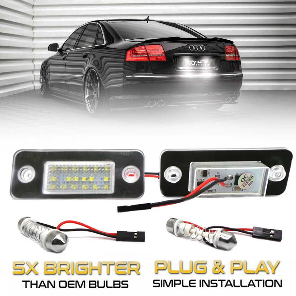 2 sztuki dla Audi A8 D3 S8 Quattro 4E 2002-2010 Samochodowe tylne białe oświetlenie tablicy rejestracyjnej LED Lampy numeryczne OEM #   4E 0943021 ,4E 0943022