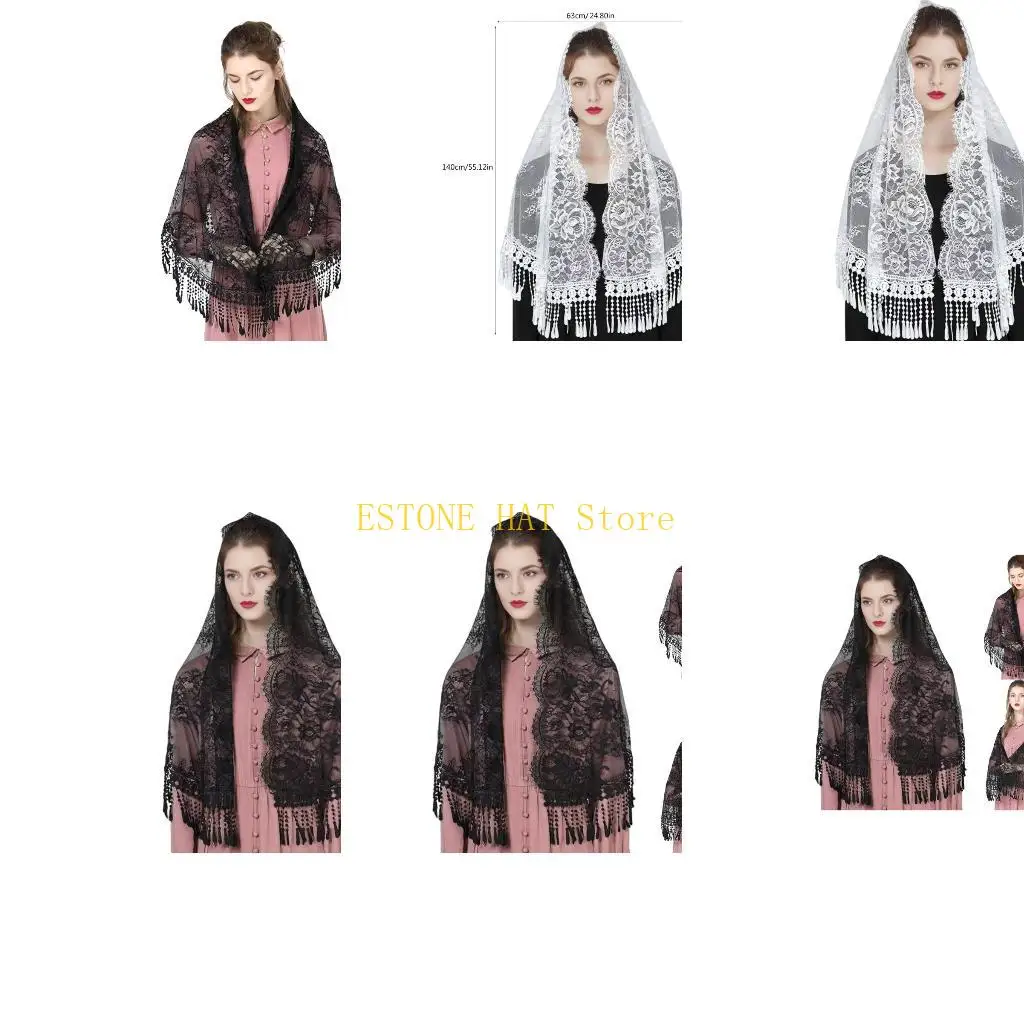 

49MF Деликатная кружевная вуаль мантилья, покрывающая цветочная шаль для матери для матери