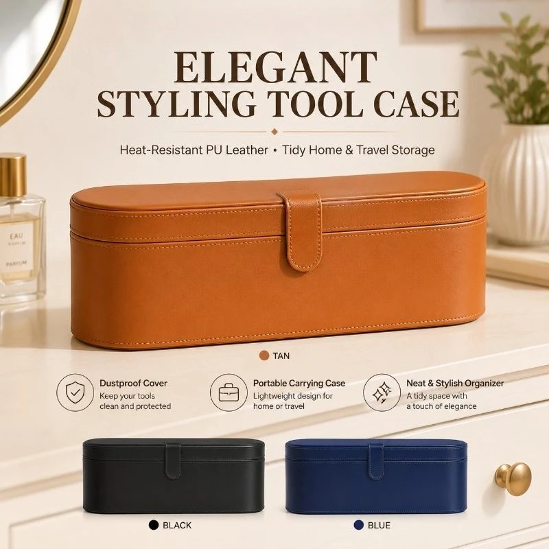 Household Hair Styling Tool Storage Box Snap‑Closure Dust‑Proof Desktop Organizer Case For Dressing Table Bedroom Vanity Use