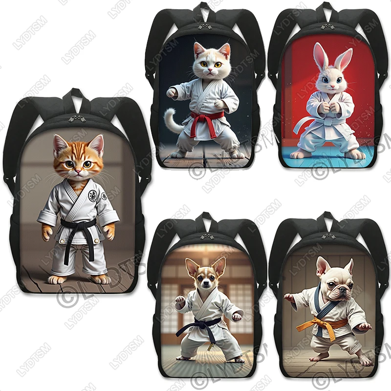 Taekwondo / Aikido martial arts rabbit panda Backpack Women Rucksack Children School Bags for Teenager Laptop Backpack Bookbag