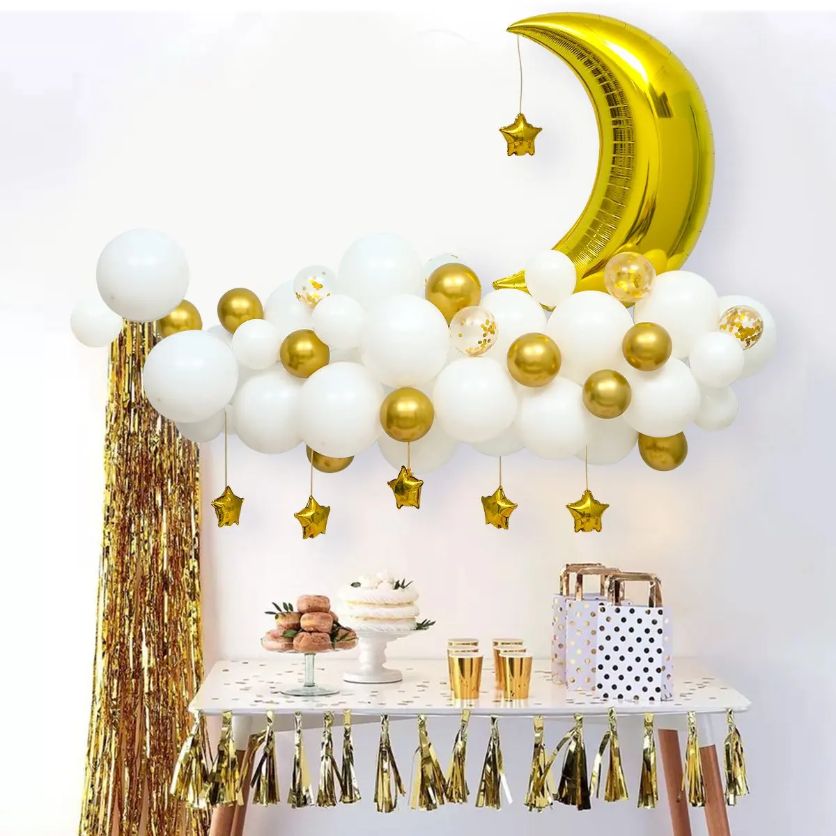 Eid Mubarak Moon Star Balloon Set Ramadan Decorations for Home Islamic Muslim Ramadan Kareem Party Ballon Globals Eid Decor 2023