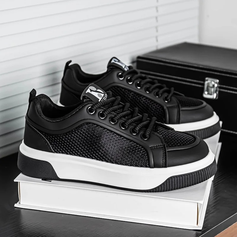 Flexible Soft Sole Men Casual Trainers Plain Minimalist Light Wearproof Street Matching Style Daily Walking Footwear