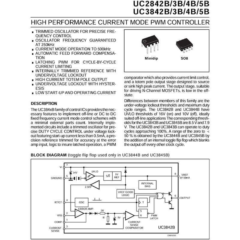 10 PCS of UC2843BD1013TR 2843B SOP8 switch controller power management IC chip