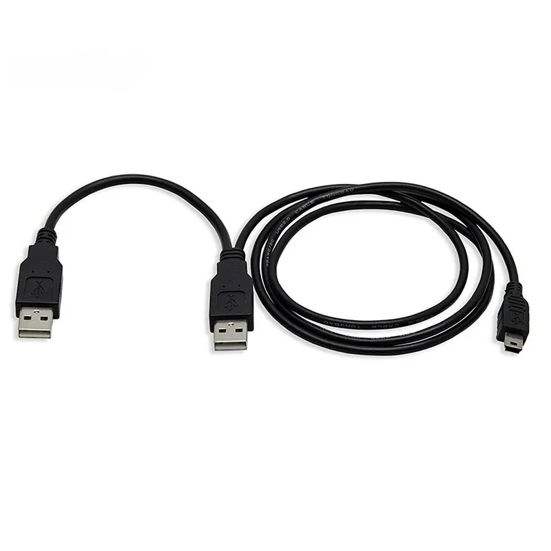 Dual USB 2.0 Type A to USB Mini 5-Pin Type B x1 Y Data & Power Cable FC